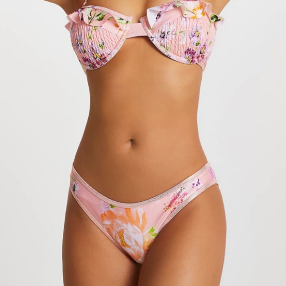 River Island Pink Floral Bikini Bottom